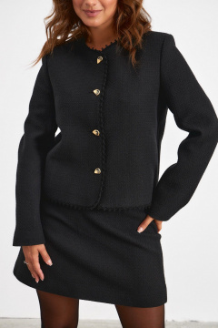 Комплект из черного жакета и юбки из фактурной ткани Avord V3140-1 черный - фото 4