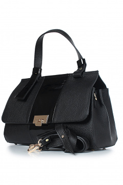 Сумка из натуральной кожи, черная, на плечо, с карманом Galanteya 46823.24с901к45 черный - фото 1