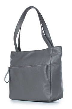 Стильная сумка из эко-кожи с карманами и украшением поводком Galanteya 7024.24с678к45 серый_т. - фото 1