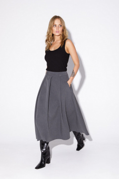 Костюм двойка приталенный жакет и юбка-складка PiRS 5489 серый - фото 5