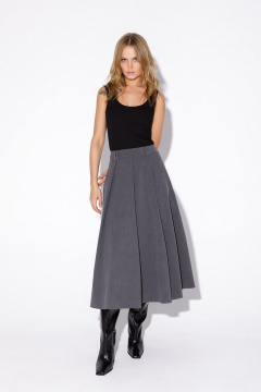 Костюм двойка приталенный жакет и юбка-складка PiRS 5489 серый - фото 4