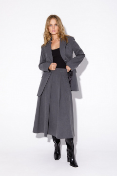 Костюм двойка приталенный жакет и юбка-складка PiRS 5489 серый - фото 1