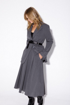 Костюм двойка приталенный жакет и юбка-складка PiRS 5489 серый - фото 2