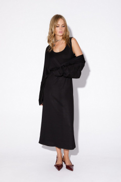 Миди-платье из трикотажа с многослойным эффектом PiRS 5494 черный - фото 1