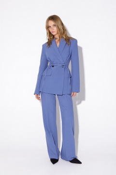 Круглогодичный деловой костюм двойка из текстиля PiRS 5506 сине-фиолетовый - фото 2