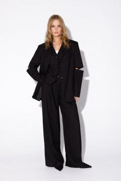 Брюки-палаццо широкие с складками и боковыми карманами PiRS 5524 черный - фото 4