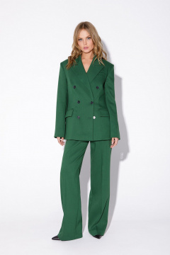 Круглогодичный деловой костюм из текстиля: жакет и брюки PiRS 5518 зеленый - фото 4