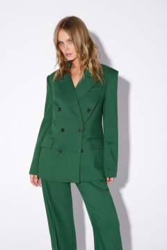 Круглогодичный деловой костюм из текстиля: жакет и брюки PiRS 5518 зеленый - фото 2