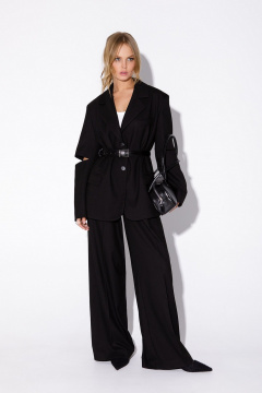 Круглогодичный оверсайз костюм из вискозы и текстиля PiRS 5521 черный - фото 5