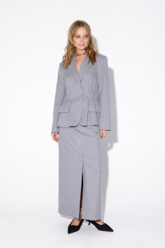 Платье костюм двоий из приталенного жакета и длинной юбки PiRS 5541 серый - фото 5