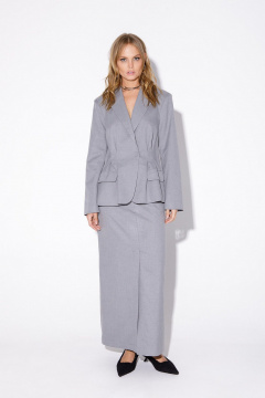 Платье костюм двоий из приталенного жакета и длинной юбки PiRS 5541 серый - фото 1