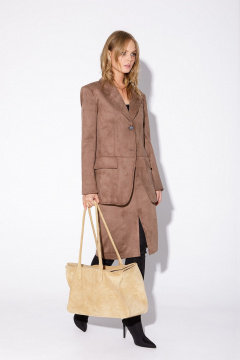 Жакет свободный из искусственной замши с пиджачным воротником PiRS 5565 бежевый - фото 5