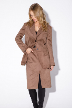 Жакет свободный из искусственной замши с пиджачным воротником PiRS 5565 бежевый - фото 3