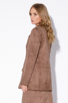 Жакет свободный из искусственной замши с пиджачным воротником PiRS 5565 бежевый - фото 2