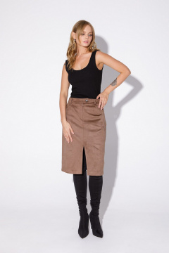 Юбка карандаш с высоким разрезом из искусственной замши PiRS 5566 бежевый - фото 1