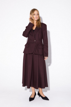 Костюм-двойка укороченный жакет и миди-юбка из текстиля PiRS 5567 бургунди - фото 4