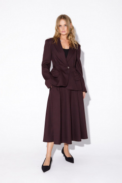 Костюм-двойка укороченный жакет и миди-юбка из текстиля PiRS 5567 бургунди - фото 1