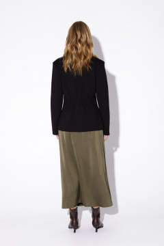 Комплект двойка укороченный жакет и атласная юбка макси PiRS 5570 черный+хаки - фото 5