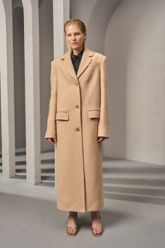Пальто из шерсти макси с классическим стилем DEVITA 9001-1 бежевый - фото 1