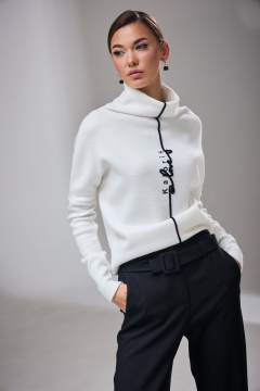 Женский джемпер с вышивкой и горловиной-хомут Kaloris 2136 - фото 4