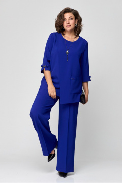Брюки и жакет классические в синем из текстиля с эластаном Danaida 2182 василек - фото 2