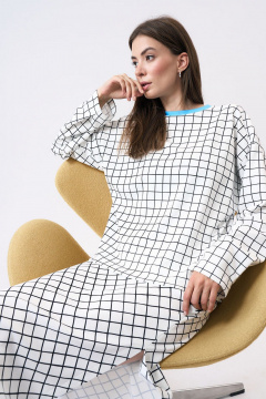 Белый свободный джемпер из вискозы и трикотажа Art Ribbon M1050T - фото 5