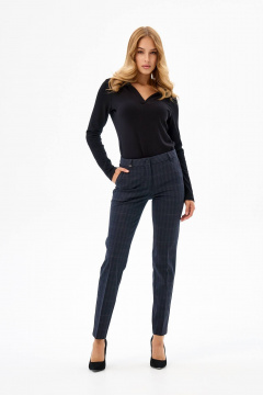 Брюки женские классические с высокой талией синий из текстиля IUKONA 1678 синяя_клетка - фото 2