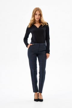 Брюки женские классические с высокой талией синий из текстиля IUKONA 1678 синяя_клетка - фото 1