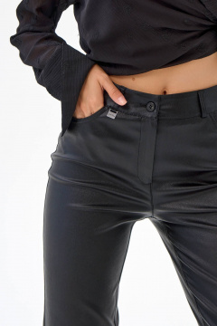 Облегающие брюки с высокой талией из текстиля IUKONA 1528 чёрный - фото 2