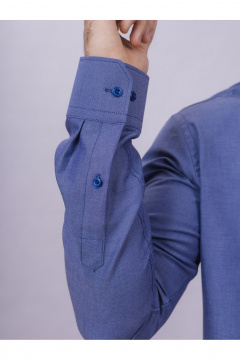 Рубашка slim из хлопка с классическим воротником Nadex 01-061811/201-24 темно-джинсовый_мини-оксфоррд - фото 5