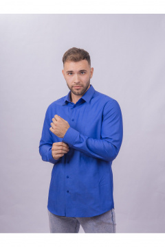 Классическая хлопковая рубашка slim из хлопка с воротником Nadex 01-088611/201-24 синий_мини-оксфорд - фото 2