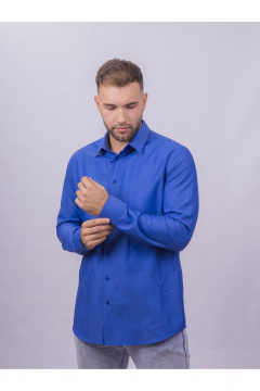 Классическая хлопковая рубашка slim из хлопка с воротником Nadex 01-088611/201-24 синий_мини-оксфорд - фото 5