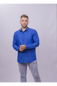 Классическая хлопковая рубашка slim из хлопка с воротником Nadex 01-088611/201-24 синий_мини-оксфорд - фото 1