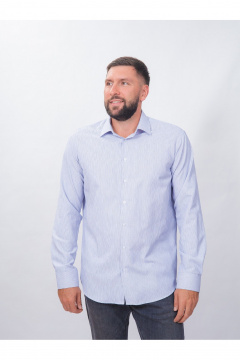 Полосатая классическая рубашка из хлопка с воротником Nadex 01-088812/303-24 бело-серый - фото 2