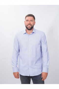 Полосатая классическая рубашка из хлопка с воротником Nadex 01-088812/303-24 бело-серый - фото 1