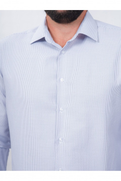 Полосатая классическая рубашка из хлопка с воротником Nadex 01-088812/303-24 бело-синий - фото 5