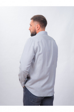 Рубашка в клетку классический крой для делового образа Nadex 01-088812/403-24 бежево-сине-белый - фото 5