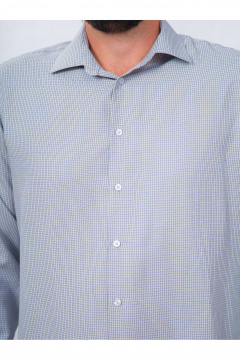 Рубашка в клетку классический крой для делового образа Nadex 01-088812/403-24 бежево-сине-белый - фото 2