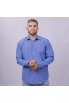 Рубашка в клетку классический крой для офиса и работы Nadex 01-088812/403-24 сине-голубой - фото 4