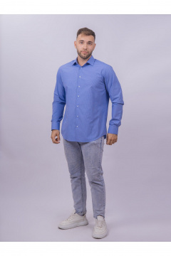 Рубашка в клетку классический крой для офиса и работы Nadex 01-088812/403-24 сине-голубой - фото 2