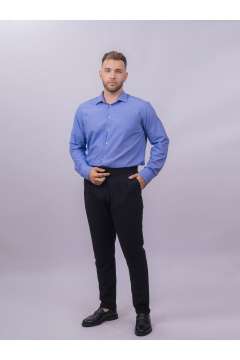 Рубашка в клетку с карманом классический стиль для делового гардероба Nadex 01-088912/403-24 сине-голубой - фото 2