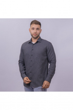 Рубашка со slim силуэтом полоска классическая для офисного стиля Nadex 01-093311/335-24 черно-серый - фото 4