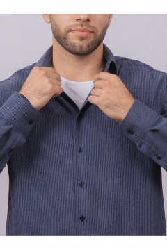 Рубашка со slim крой полоска классическая для делового образа Nadex 01-093311/335-24 сине-голубой - фото 4