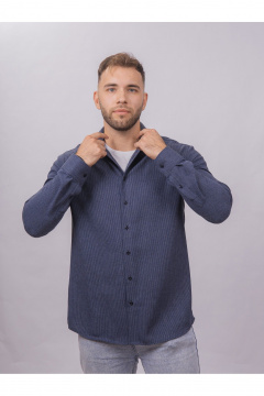 Рубашка со slim крой полоска классическая для делового образа Nadex 01-093311/335-24 сине-голубой - фото 3