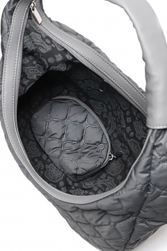 Круглогодичная серая текстильная сумка на молнии с косметичкой Galanteya 3122.24с879к45 серый_тиснение - фото 5