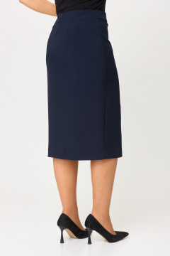 Демисезонная юбка прямого силуэта с разрезом-шлицей БелЭльСтиль 597-2_47_22 синий_однотон - фото 4