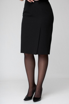 Юбка с фигурной кокеткой и разрезом-шлицей БелЭльСтиль 603-2 48 22 черный_ однотон - фото 2