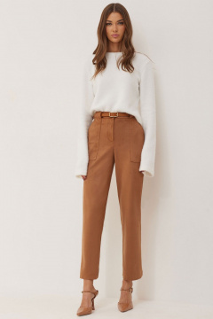 Бежевые брюки из искусственной замши с зауженным к низу кройом Lyushe 3957 - фото 1