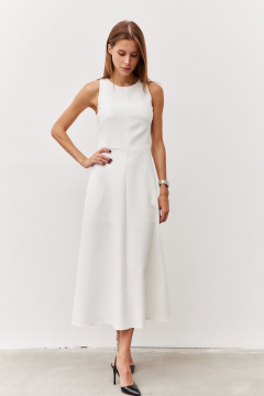 Платье с юбкой А-силуэта и перекрестными карманами Luitui R1092 молочный - фото 4