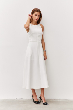 Платье с юбкой А-силуэта и перекрестными карманами Luitui R1092 молочный - фото 1